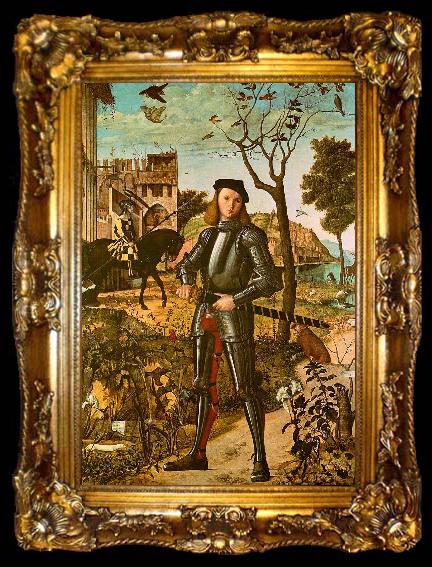 framed  Vittore Carpaccio Portrait of a Knight, ta009-2